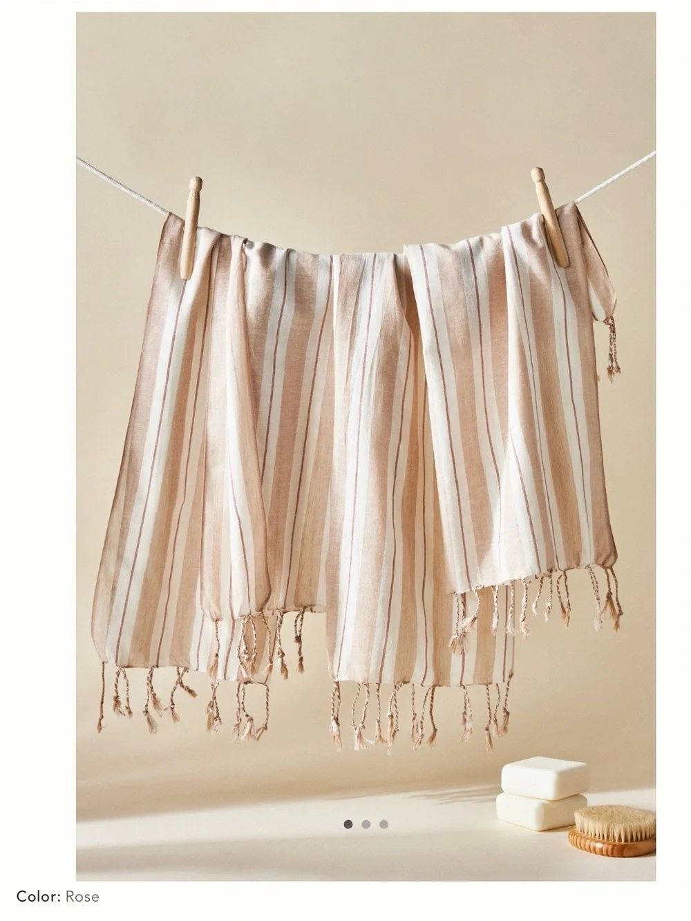 Anthro ❉ Chan Luu Stripe Cotton Dish Towels in Rose Set of 4